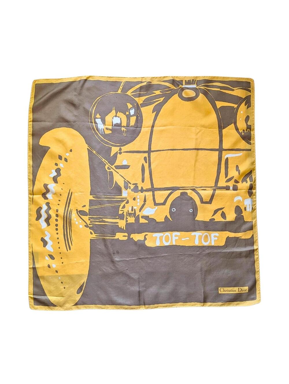 Vintage Christian Dior Square Silk Scarf with Abstract Pattern